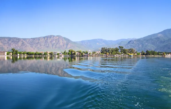 Picture sea, mountains, morning, Turkey