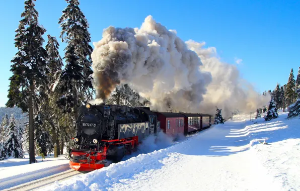 Winter, the engine, railroad