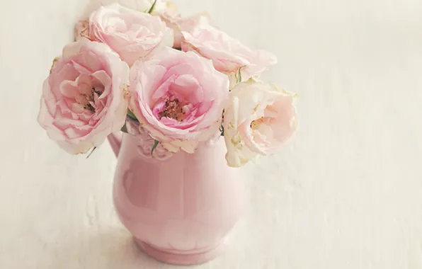 Flowers, roses, vase