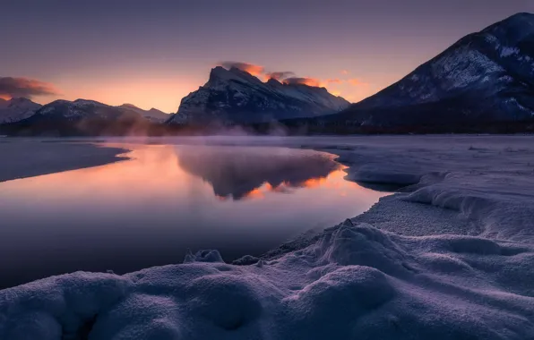 Wallpaper Canada, Banff, Vermillion Lakes, Mt Rundle for mobile and ...