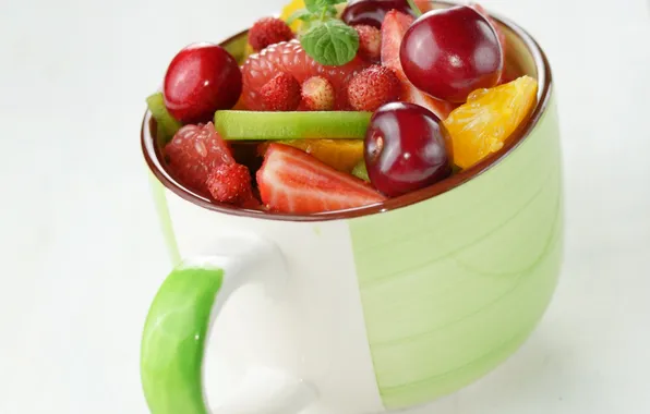 Berries, mug, fruit, dessert, fruits, dessert, berries, fruit salad