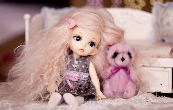 Picture hair, toy, doll, girl, bear