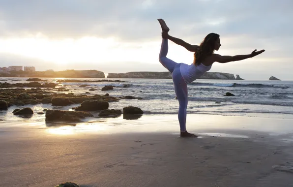 Picture sunset, pose, yoga