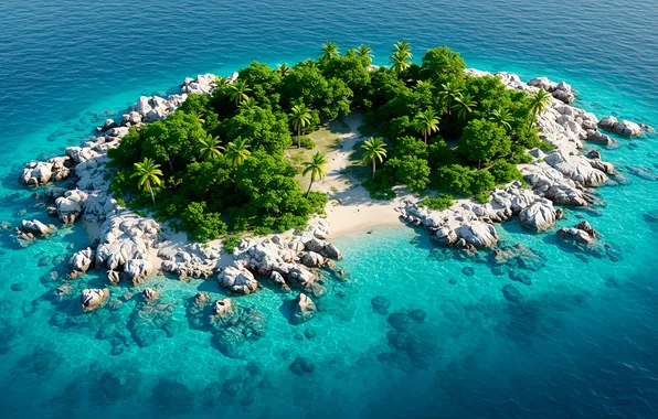 Beach, nature, tropical island, palm trees, the ocean, island, beach, ocean