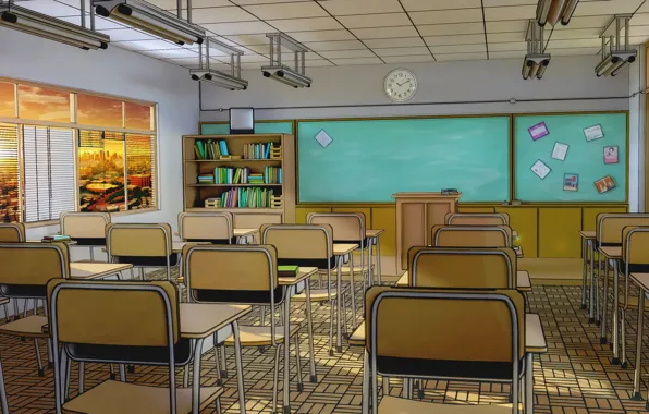 Summer, Anime, School, Anime, Summer, Classroom, School class