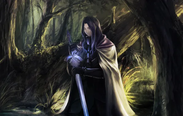 Forest, water, lake, sword, male, art, Berserker, kzcjimmy