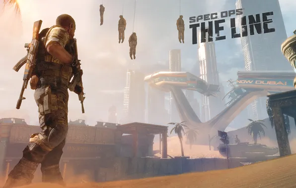 Sand, the city, The game, art, machine, Spec Ops:The Line, AK - 47