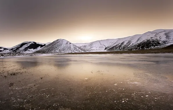 Landscape, mountains, lake