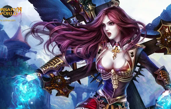 Picture cross, fangs, vampire girl, Dark Age-Forsaken World