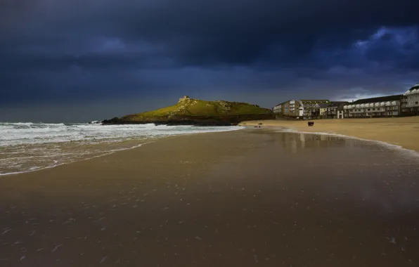 Picture sea, clouds, shore, home, UK