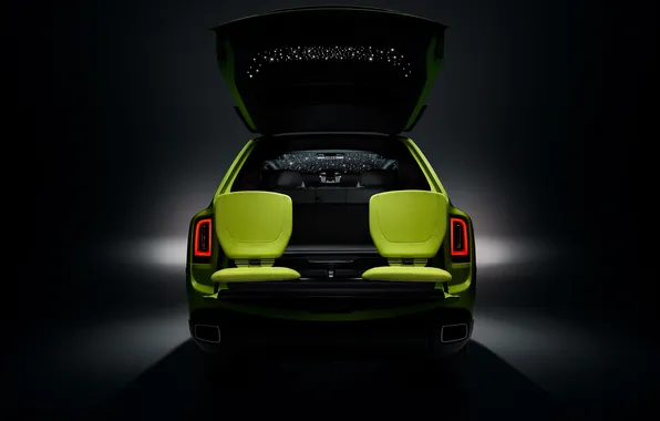 Picture Rolls-Royce, rear view, Cullinan, Rolls-Royce Cullinan, Lime Green, Re-Belle, Re-Belle: Lime Green