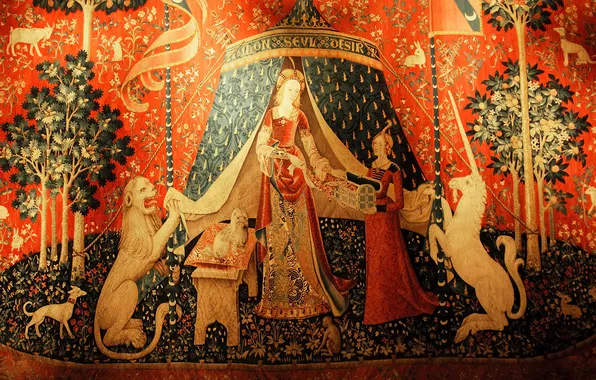 Picture figure, picture, Old tapestry, old tapestry