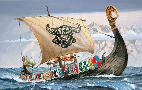 Sea, the Vikings, "ship-dragon", Drakkar, sailors