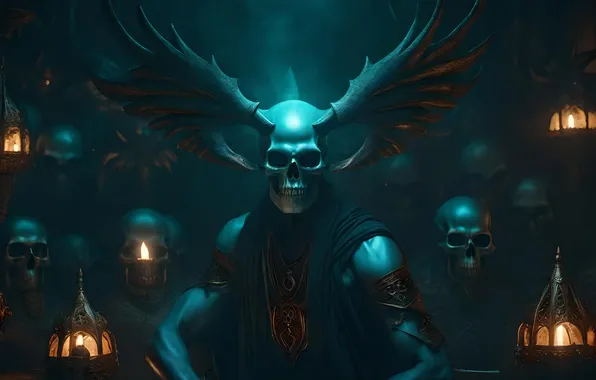 Skull, undead, deer antler