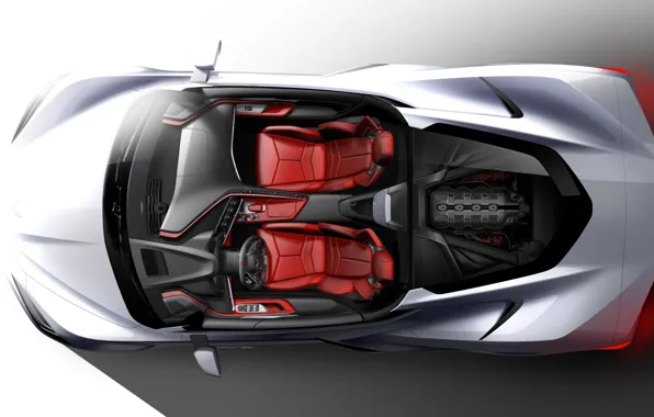 Design, Figure, Corvette, Chevrolet, Sketch, Stingray, 2020, Chevrolet Corvette ( C8 ) Stingray