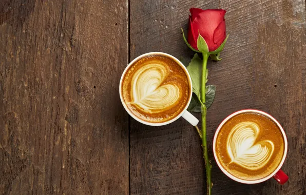 Love, heart, coffee, roses, Bud, Cup, red, love