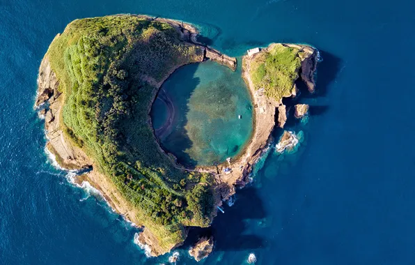 Portugal, Portugal, Azores, Azores, desert island, bird's-eye view, Vila Franca, Vila Franca