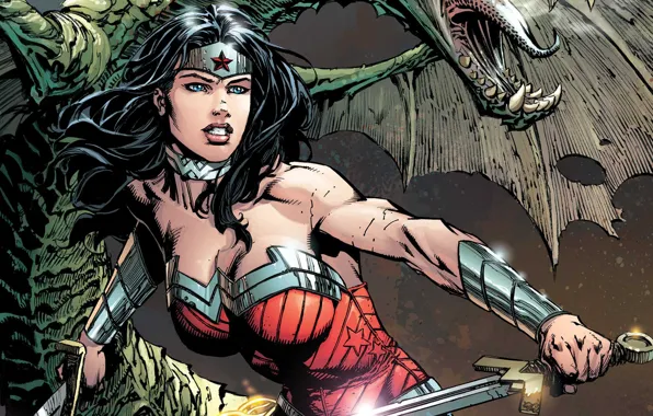 Sword, fantasy, Wonder Woman, armor, art, comics, artwork, superhero