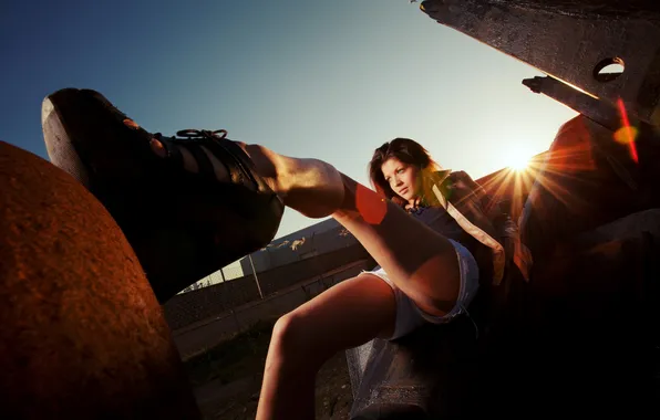 Girl, background, shoes