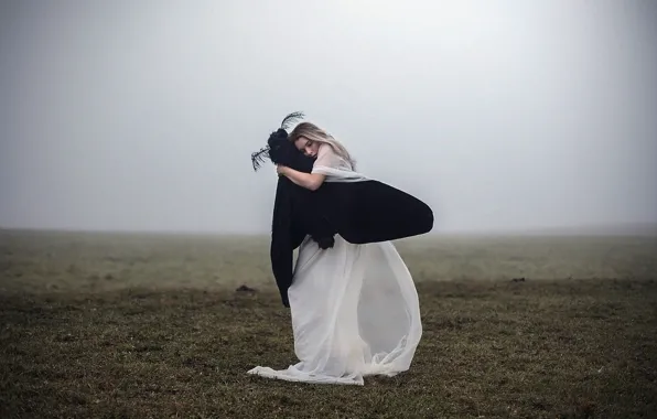 Picture girl, dream, mood, fog