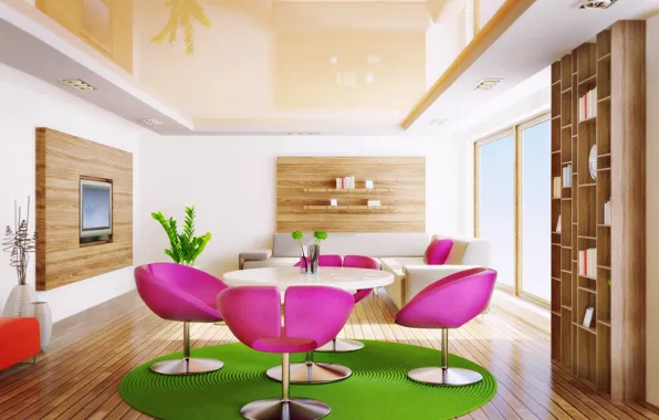 Design, table, chairs, interior, TV, wardrobe, sofas, Interior design