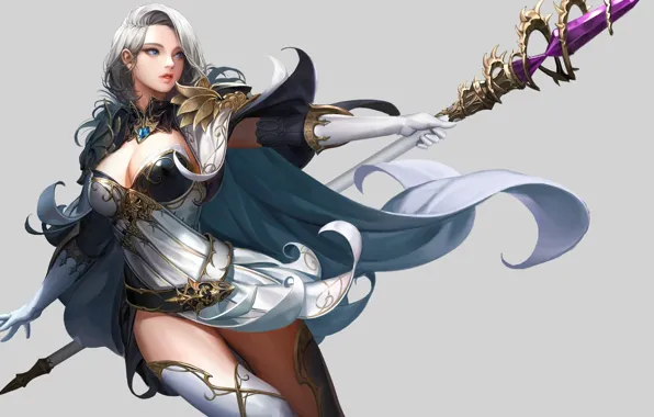 Girl, background, spear