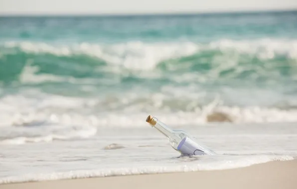 Sand, sea, wave, beach, summer, the sky, letter, shore