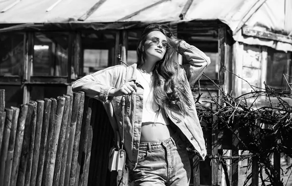 Hair, black and white, jeans, glasses, Vika, Vadim Mironov