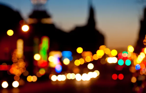Picture the city, bokeh, light, the evening, street, machine