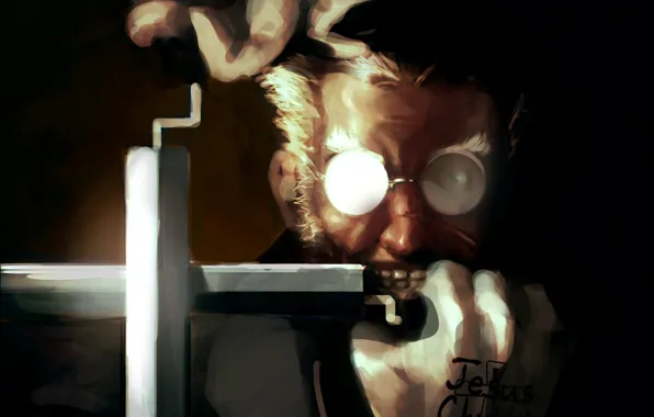 Picture art, glasses, gloves, male, Anime, Hellsing, Anime, leopinheiro