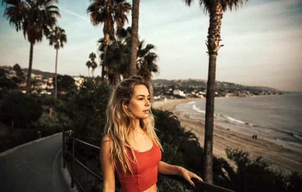 Sea, beach, landscape, palm trees, model, portrait, makeup, Mike