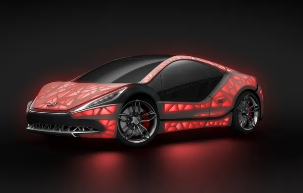 Red, photo, car, 2015, EDAG, Light Coocoon