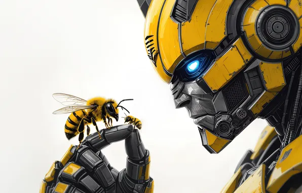 Yellow, art, white background, Bumblebee, Bumblebee, wasps, trasformer