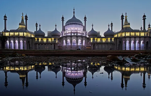 Lights, reflection, England, Brighton, The Royal pavilion, Sussex