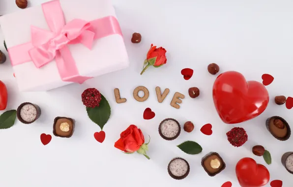 Love, gift, romance, heart, chocolate, hearts, red, love