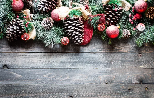 Decoration, balls, New Year, Christmas, christmas, balls, wood, merry