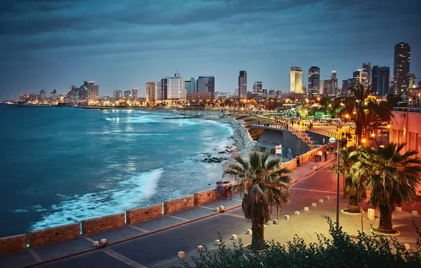 City, dark, clouds, color, east, israel, cityscape, famous