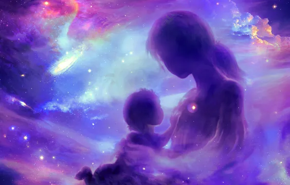 Girl, nebula, child, constellation