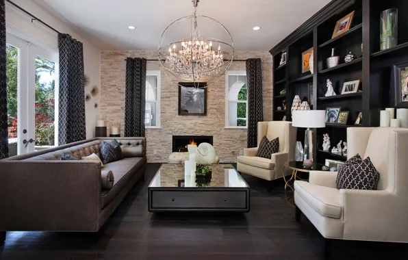 Picture design, photo, table, sofa, interior, chair, chandelier, living room