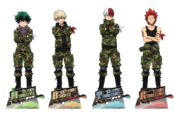 Anime, soldiers, guys, Boku no Hero Academy, Todoroki Shouto, Izuku Midoriya