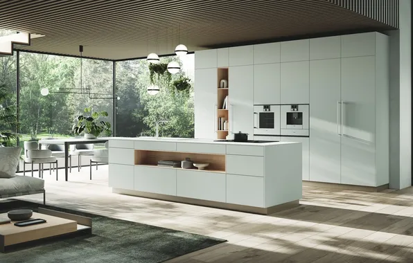 Style, Villa, interior, Italy, kitchen, living room, dining room, dining area