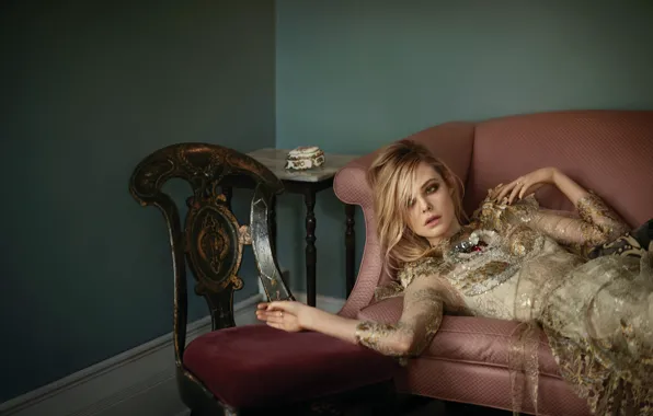 Picture chair, blonde, Vogue, Elle Fanning, Vogue Australia