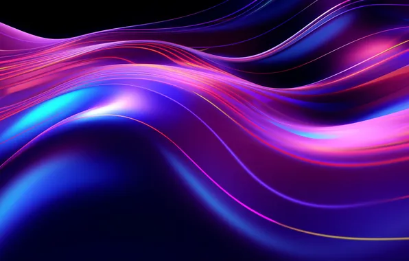 Wave, purple, line, blue, abstraction, the dark background, lilac, abstract background