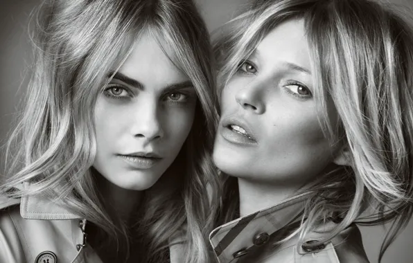 Look, model, hairstyle, two, Kate Moss, Kate Moss, hair, Cara Delevingne