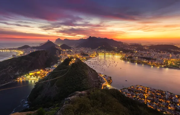 Picture the city, lights, the evening, Brazil, Rio de Janeiro
