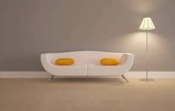 Sofa, Wallpaper, lamp, pillow, scrambled eggs, floor lamp