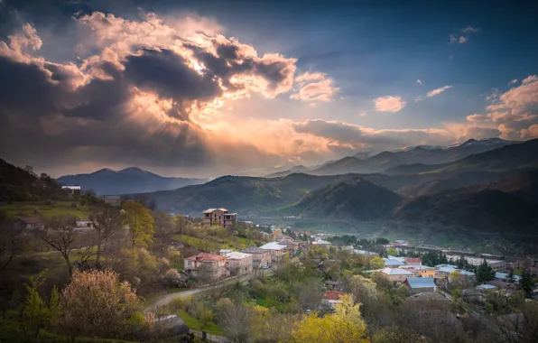 Sunset, mountains, Armenia, Dilijan Valley