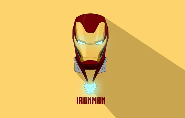 Yellow, background, shadow, helmet, Iron man, Iron Man, comic, MARVEL