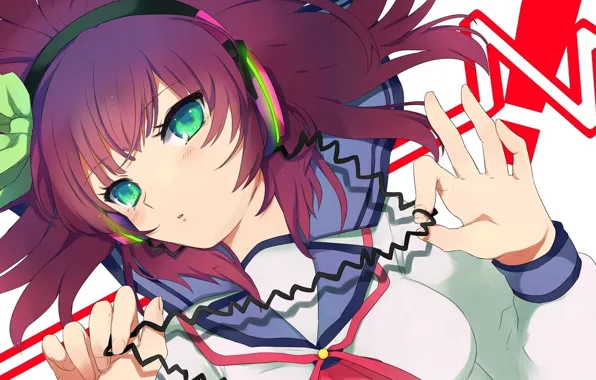 Picture girl, headphones, bow, angel beats