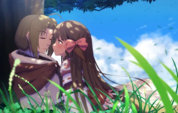 Picture girl, guy, anime, art, Haku, Rurutie, Utawarerumono